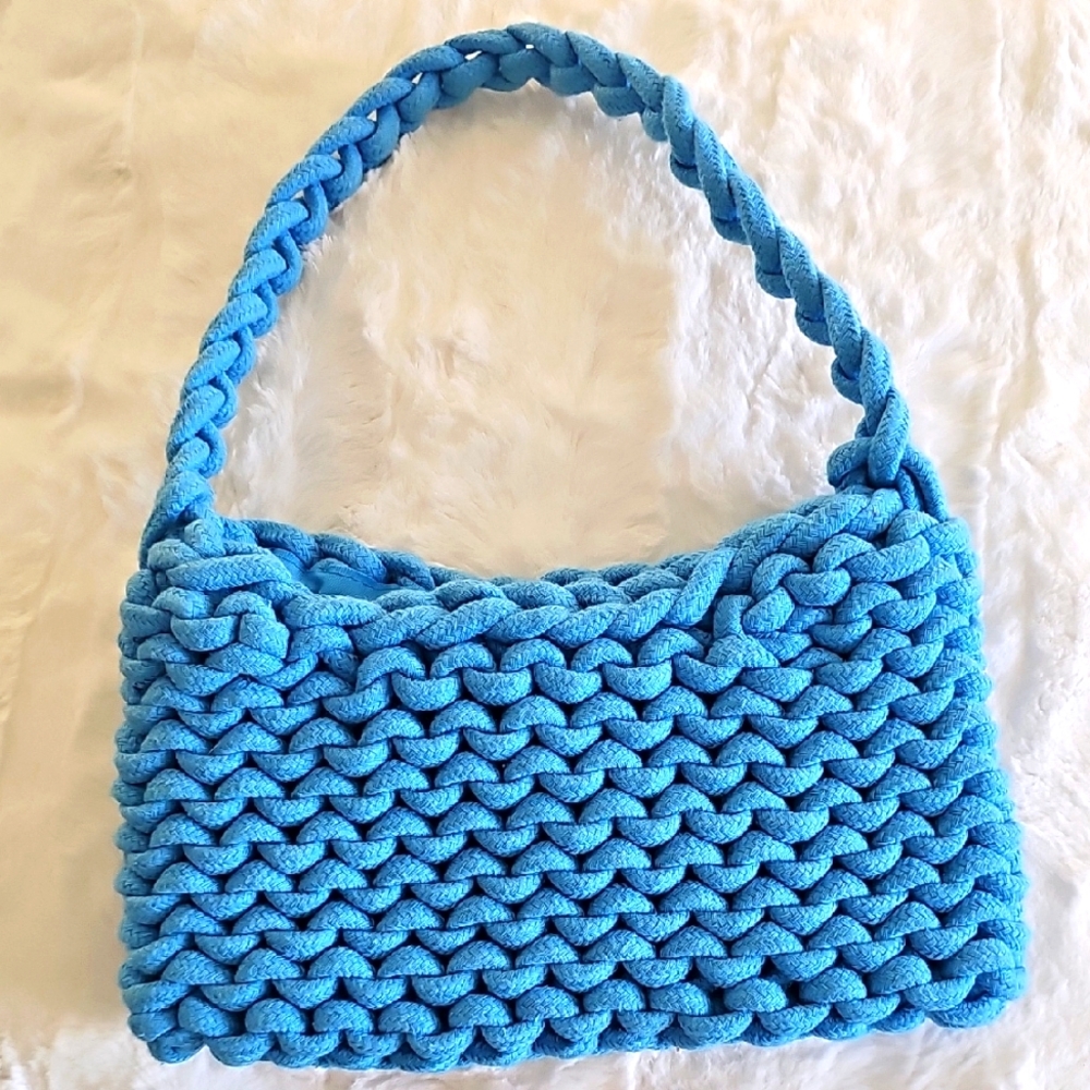 Blue Woven Handbag